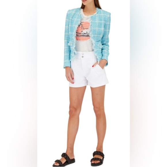 L’Agence Angelina blue checkered tweed blazer jacket - Picture 2 of 5